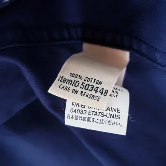L.L. Bean Womens Top Size XL Navy Blue Print 3/4 Sleeves Button Up Wrinkle Free - Picture 5 of 5